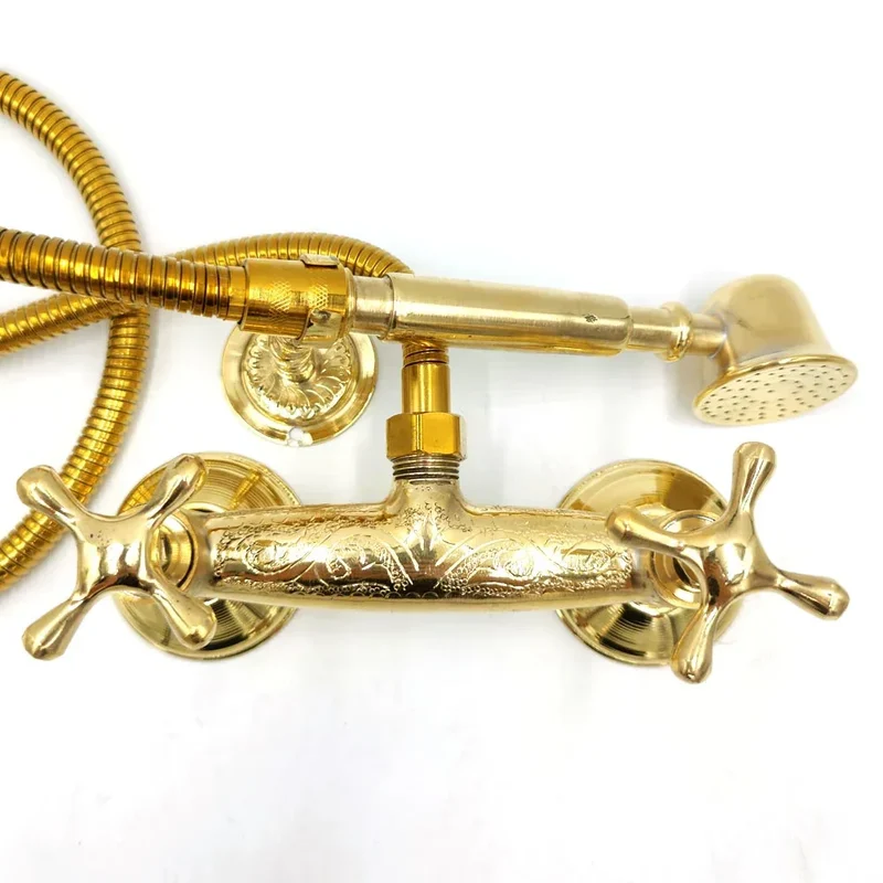 Grifo de Ducha Marroquí de Latón Dorado | Modelo Marrakech