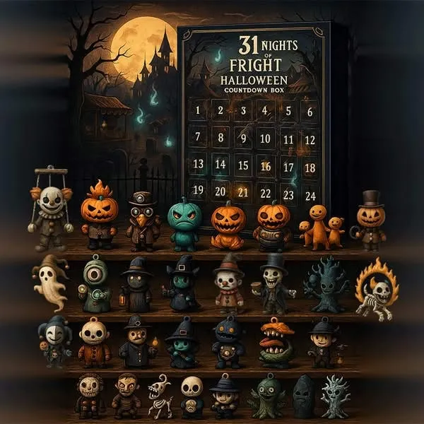 Halloween Advent Calendar for Kids with Surprise Figurines and a Haunted Castle Decoration