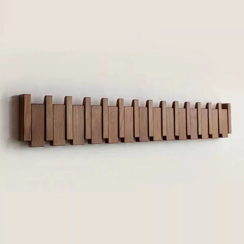 Wall-mounted clothes hanger for the hallway – wooden with foldable hooks