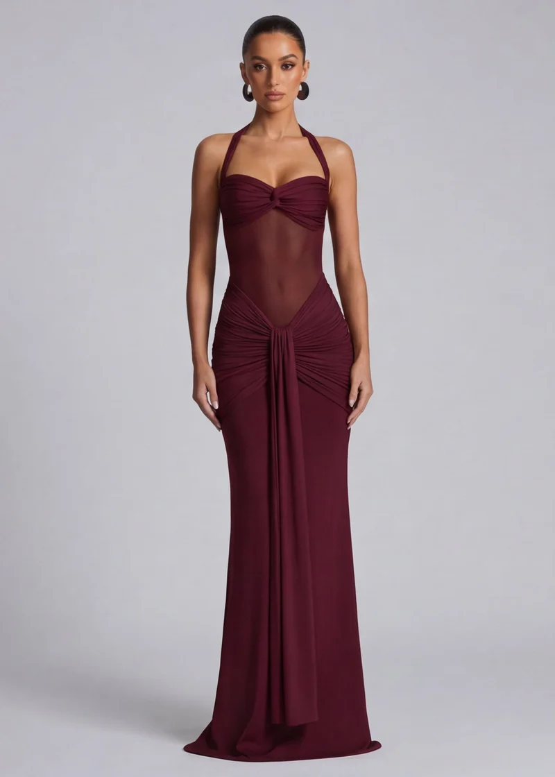 Ruched Hourglass Evening Gown for Women