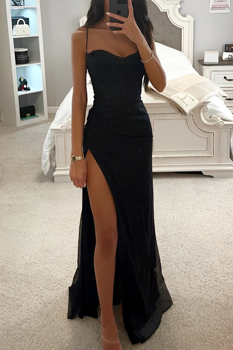 Women's Elegant Maxi Evening Dress with Corset Top