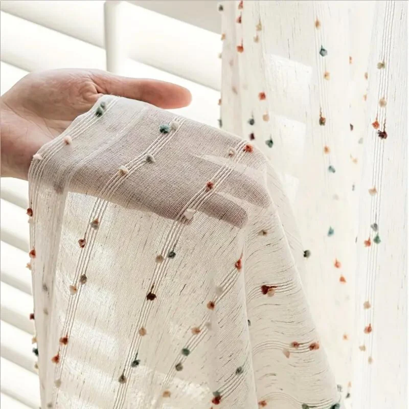 Curtain with rainbow motif Decorative semi-transparent window cover