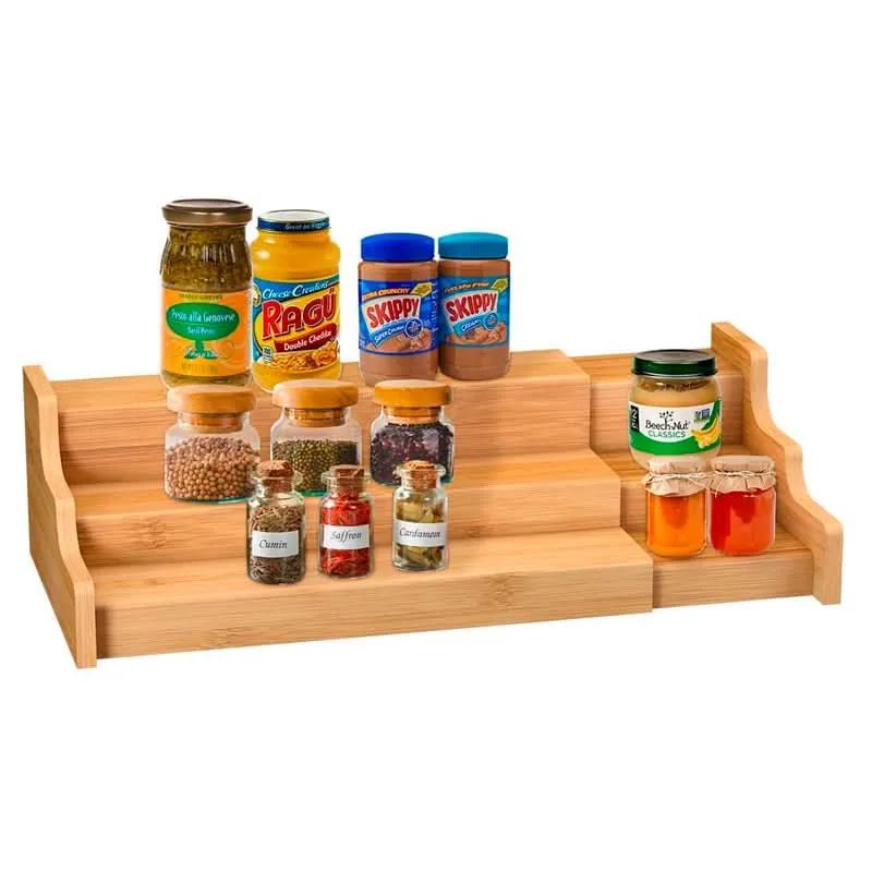 Organizador con Estantes para Cocina con 3 Niveles en Bambú