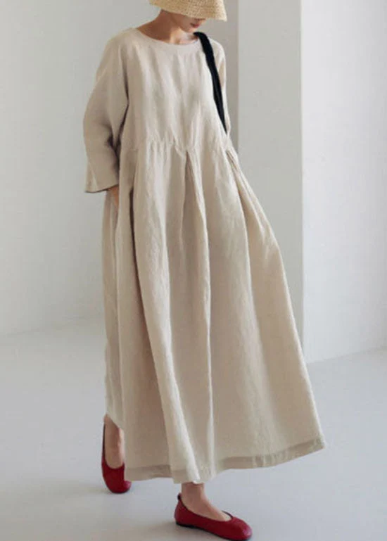 Women's Casual Patchwork Loose Midi Dress with Pockets