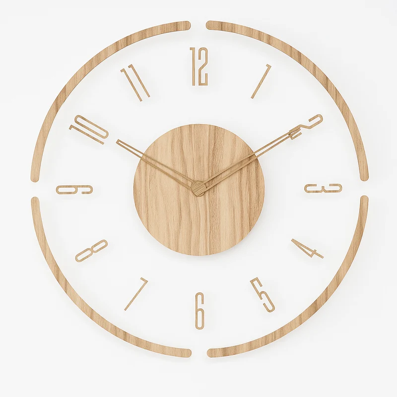 Natural Wooden Wall Clock Nordic Minimalist Style