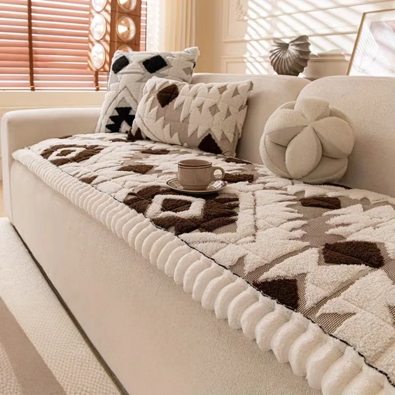 Winter quilted sofa cover Non-slip sofa protection for pets