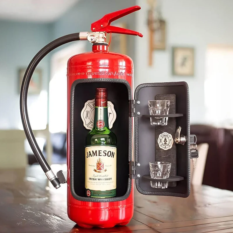 Home Beverage Cabinet Minibar in Fire Extinguisher Style