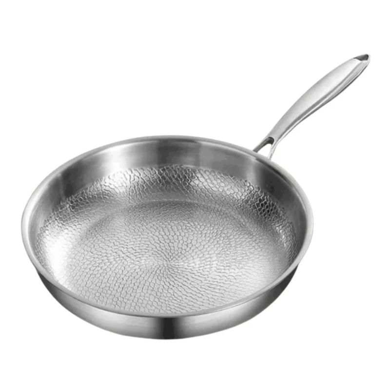 Induction Frying Pan Hammered Silver Finish Even Heating
