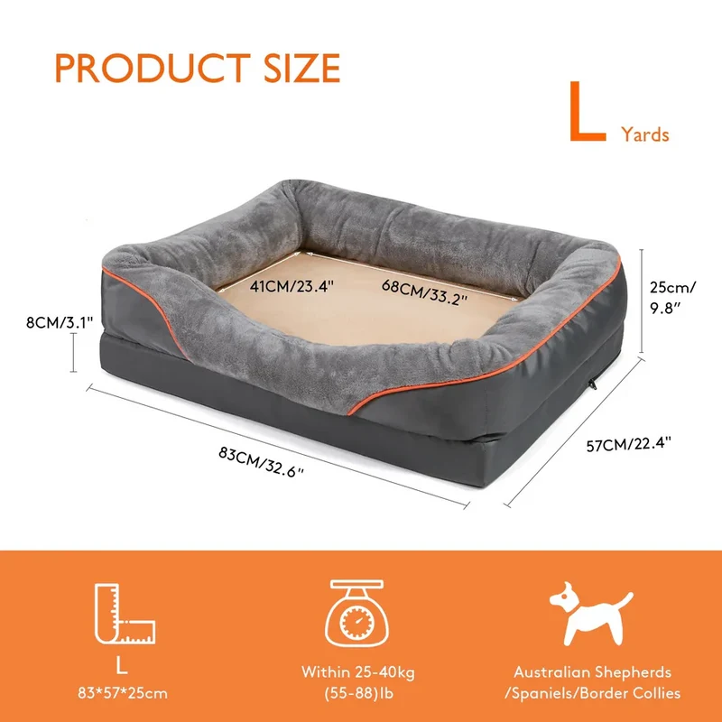 Washable dog bed with cushion and non-slip base
