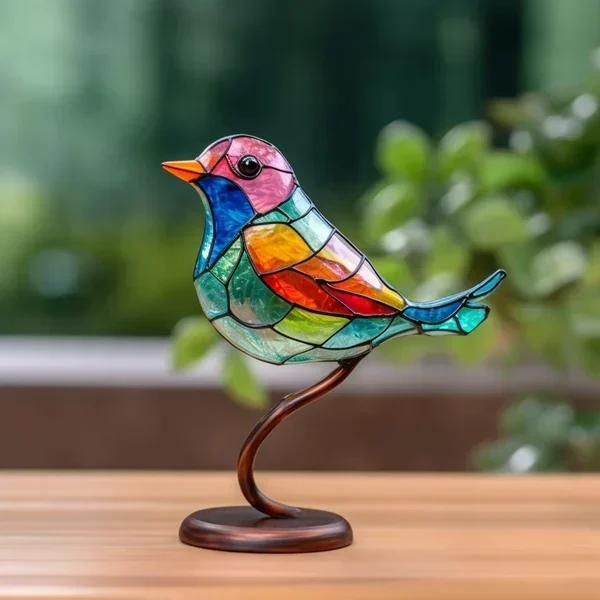Colorful stained glass bird suncatcher decoration