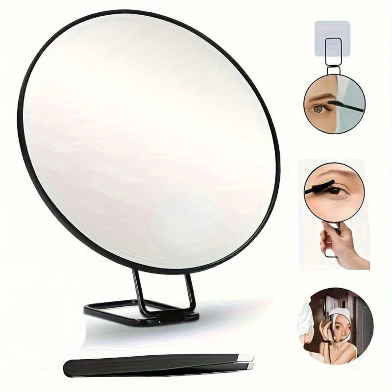 Portable 30x magnifying mirror with suction cup and stand