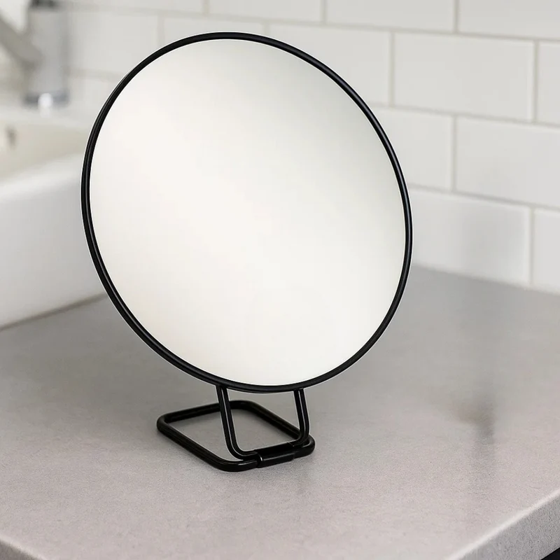 Portable 30x magnifying mirror with suction cup and stand