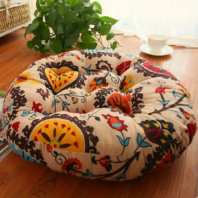 Cozy round Boho pillow – versatile seat for meditation and yoga