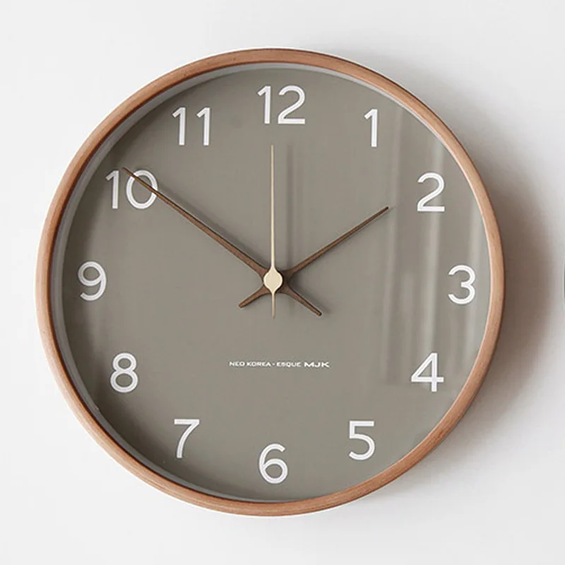 Minimalist Wall Clock – Wooden and Glass Design, Quiet Quartz Mechanism