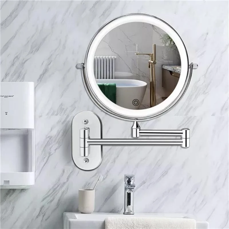 LED Wall Mirror with Chrome Frame and Magnification