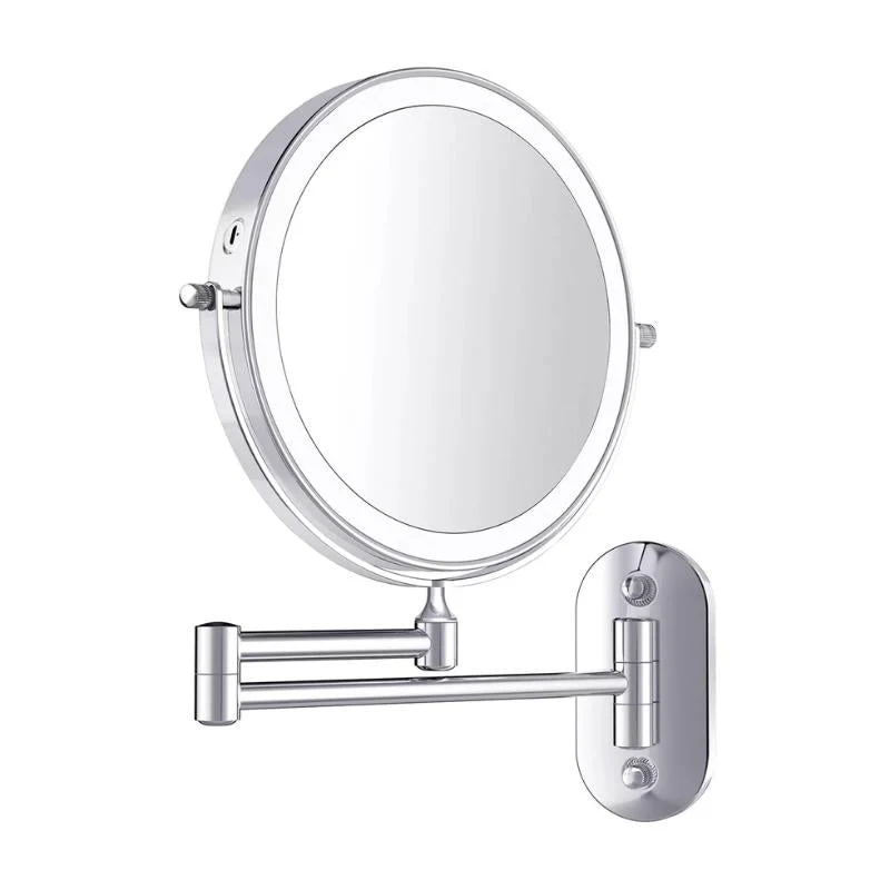 LED Wall Mirror with Chrome Frame and Magnification