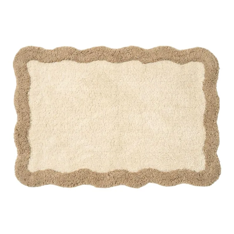 ALFOMBRA BAÑO 40X60CM ONDAS NATURAL BORDE BEIGE