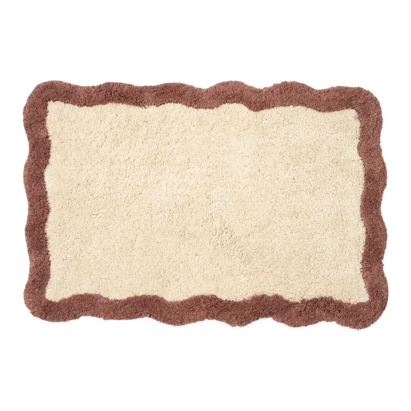 ALFOMBRA BAÑO 40X60CM ONDAS NATURAL BORDE ROSA