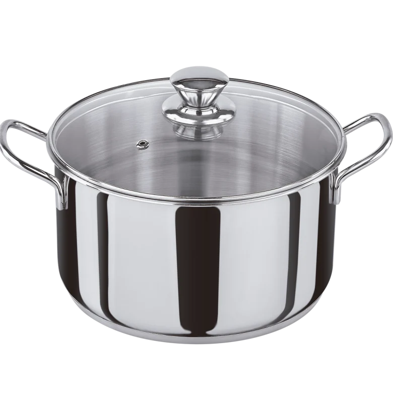 OLLA INOX C/TAPA CRISTAL 20CM