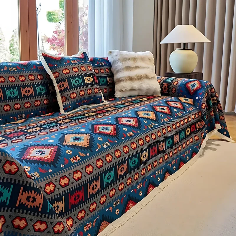 Vibrant elegant geometric color boho sofa cover
