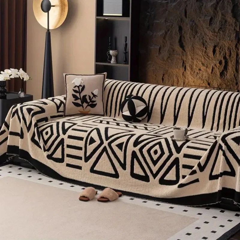 Versatile functional microfiber sofa cover with maze pattern