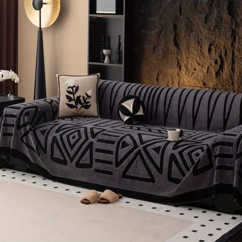 Versatile functional microfiber sofa cover with maze pattern