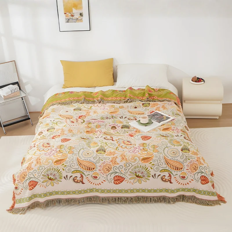 Stylish cozy boho reversible autumn blanket