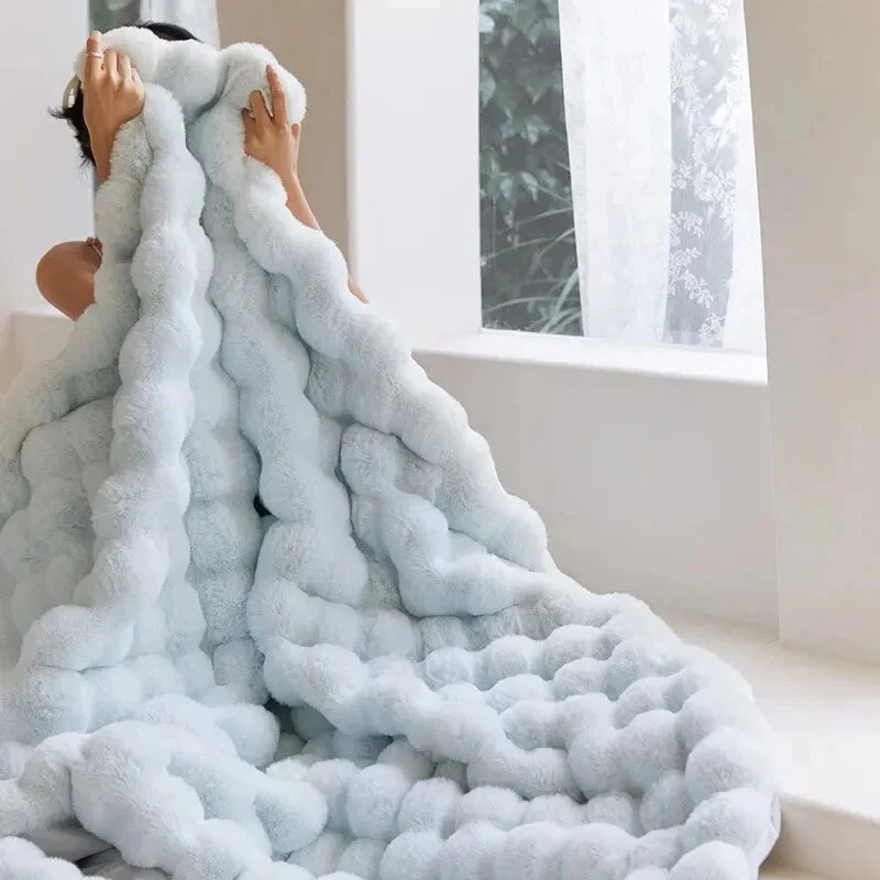 Versatile cozy faux fur blanket for all seasons