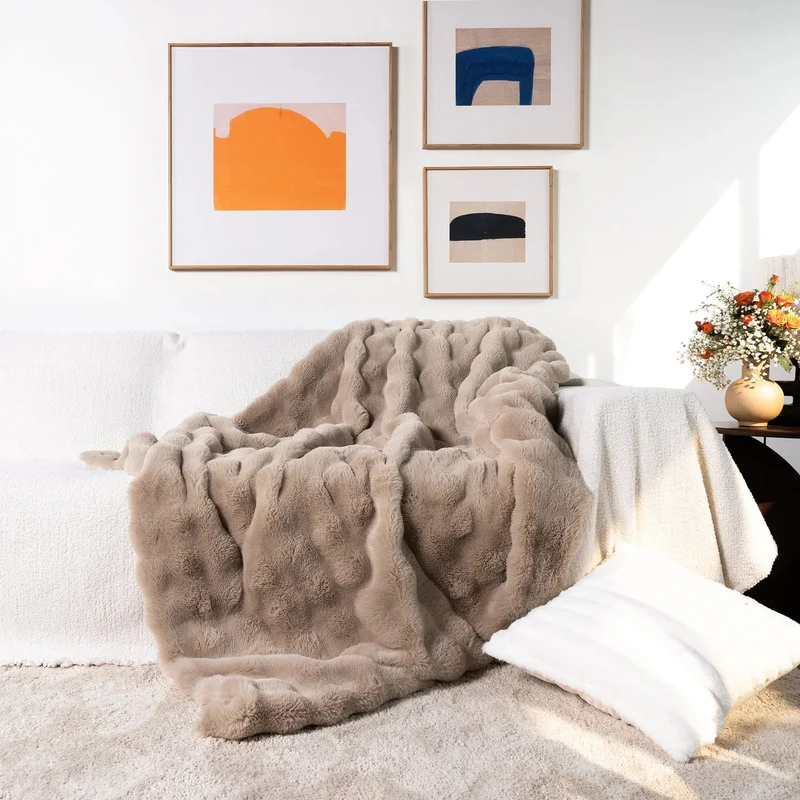Versatile cozy faux fur blanket for all seasons