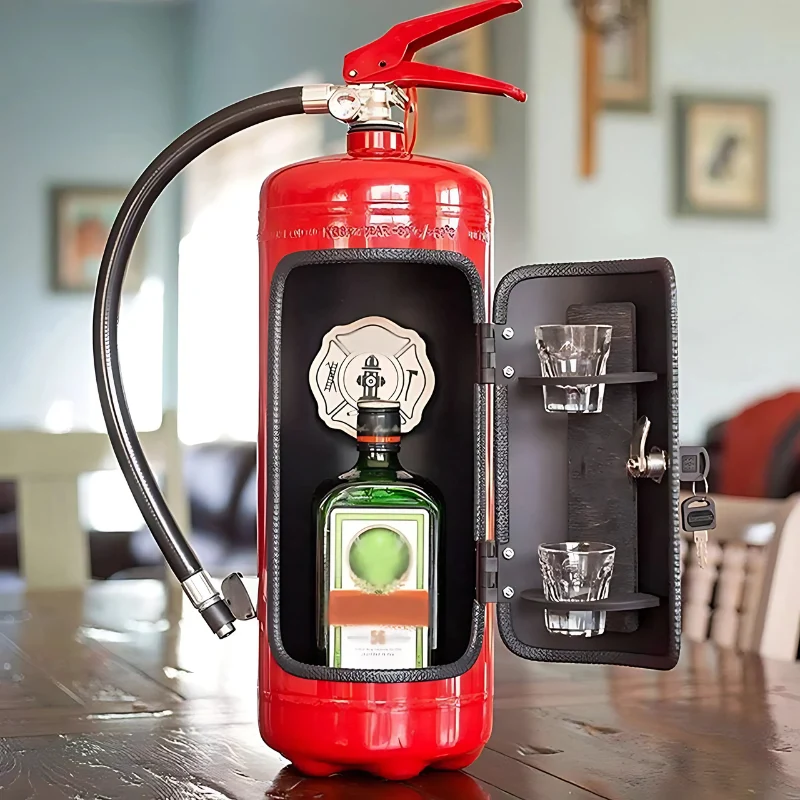 Rustic Fire Extinguisher Style Wine Bottle Rack