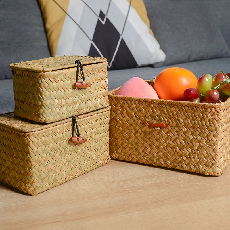 Compact Handwoven Seagrass Storage Basket