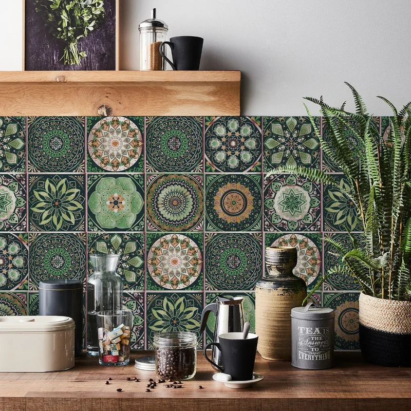 Self-Adhesive Decorative Stickers in European Mandala Tile Style – Set of 24 Designs