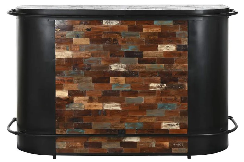 MUEBLE BAR METAL MADERA 165X60X106 NEGRO