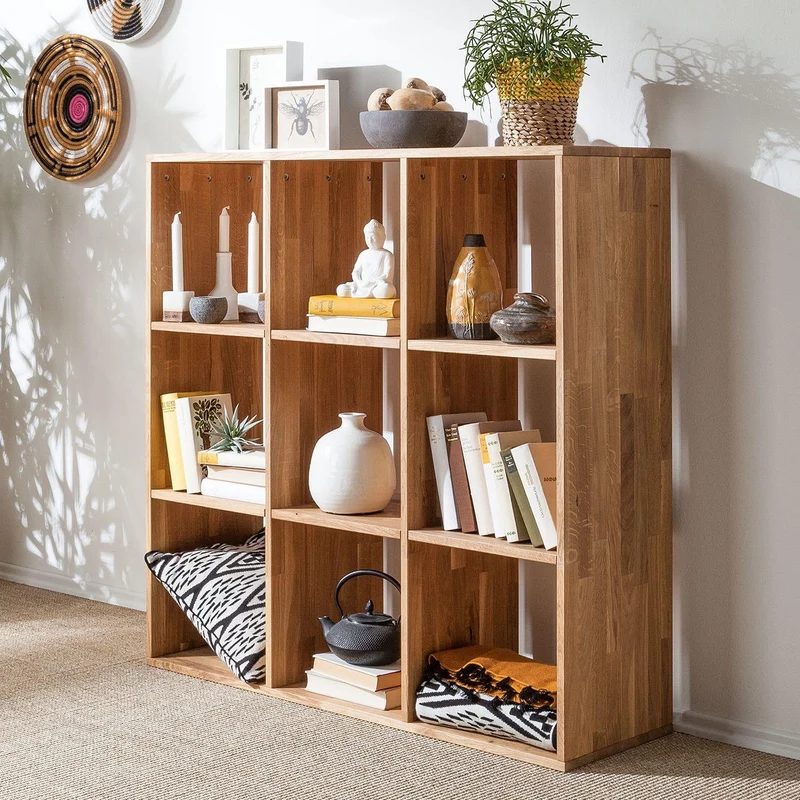 Estanteria Libreria de madera maciza de roble Regal 3x3 | NordicStory