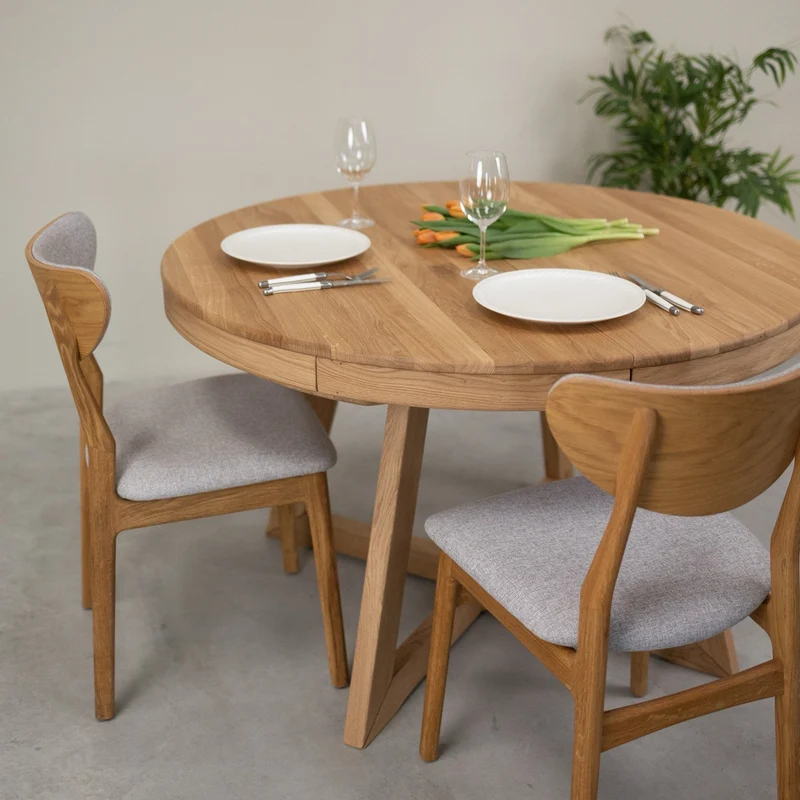 Mesa extensible de comedor de madera maciza de roble Escandi Atelier | NordicStory
