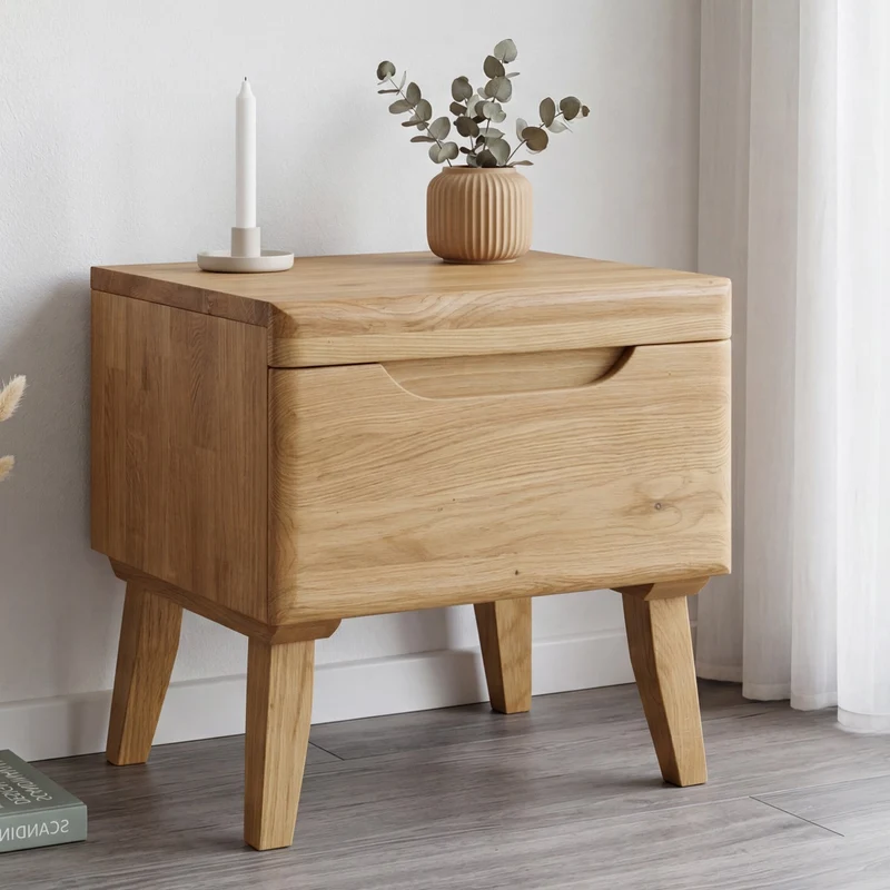 Mesa de noche de madera maciza roble Milan | NordicStory