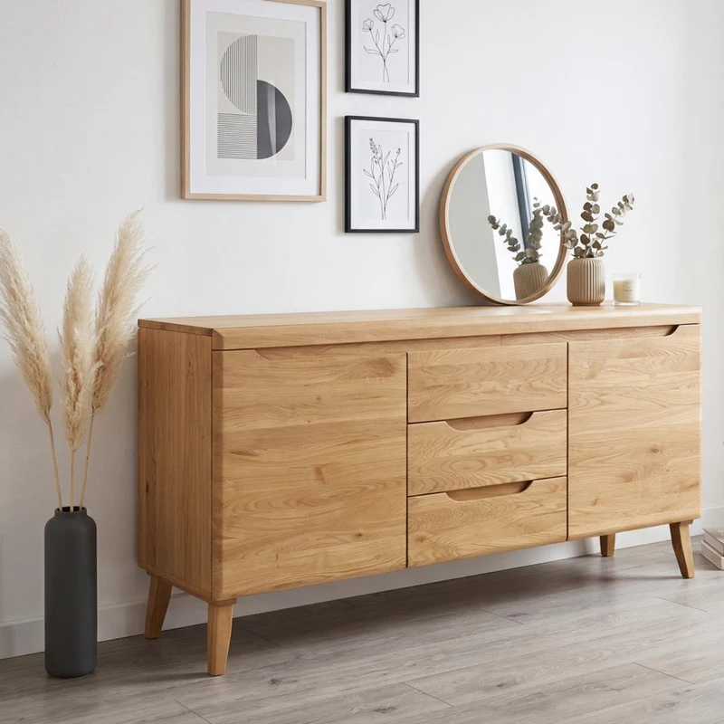 Aparador Cómoda de madera maciza roble Milan 3 | NordicStory