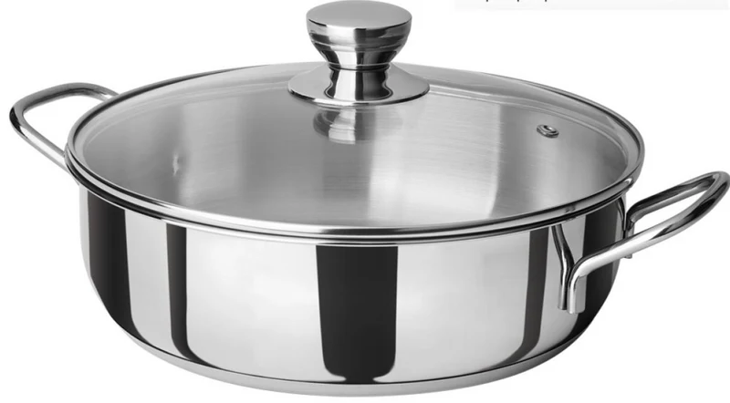CACEROLA BAJA INOX C/TAPA CRISTAL 24CM