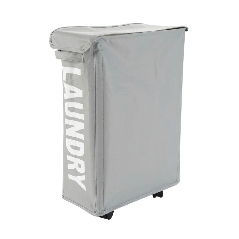 CESTO PARA LA ROPA 46L CON RUEDAS GRIS