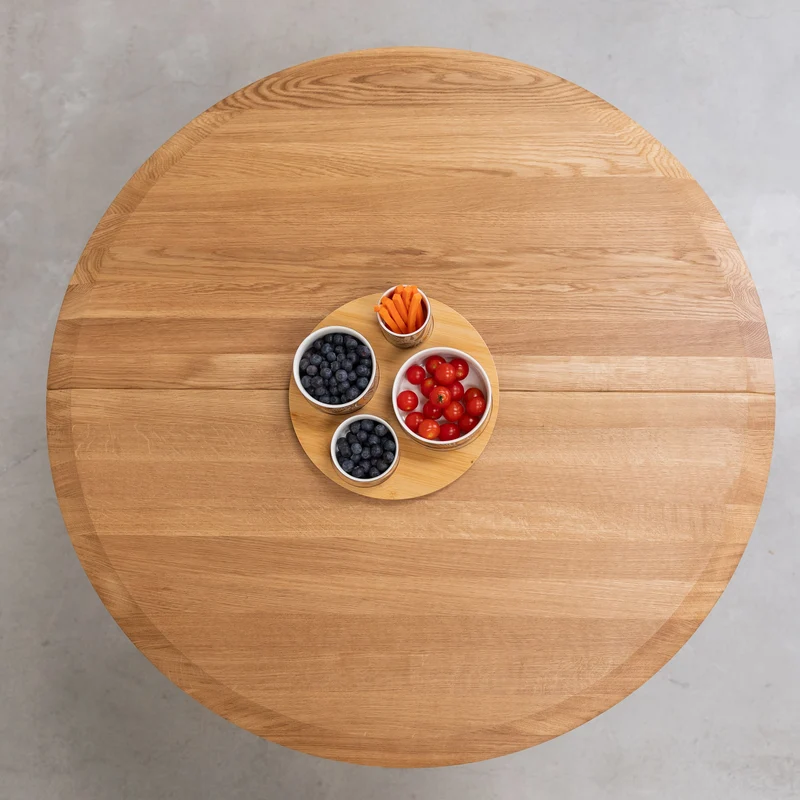 Mesa de comedor redonda y extensible de madera maciza roble Carmen | NordicStory