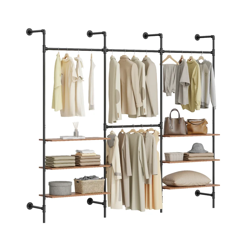 Preventa-SoBuy KLS19-SCH Perchero de Pared con 4 Barras para Colgar Negro 265x48x220cm