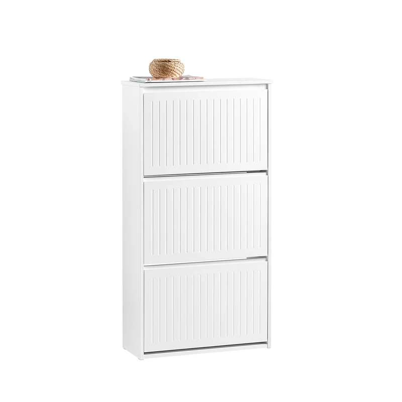Preventa-SoBuy FSR165-H-W Zapatero con 3 Solapas Blanco 61 x 26 x 120 cm