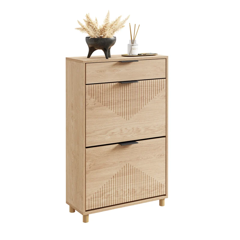Preventa-SoBuy FSR212-N Zapatero Estrecho Madera 24cm con cajón y 2 puertas