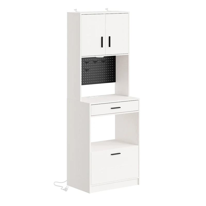 SoBuy FSB98-E-WG Aparador Alacena de Cocina con 2 Tomas y 2 Puertos USB