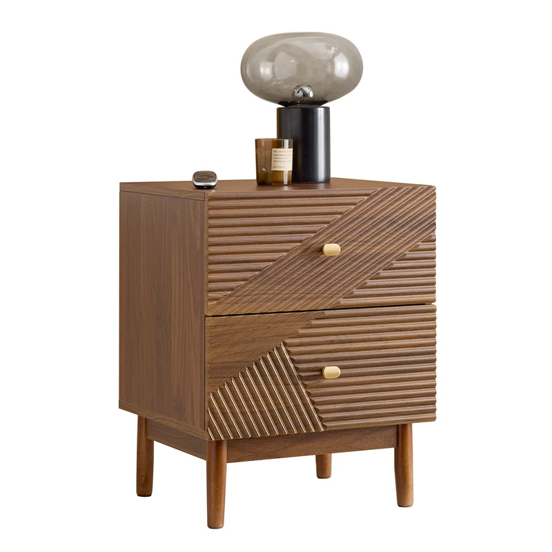 SoBuy FBT170-N Mesita de Noche Vintage con 2 Cajones Marrón 45×40×58 cm