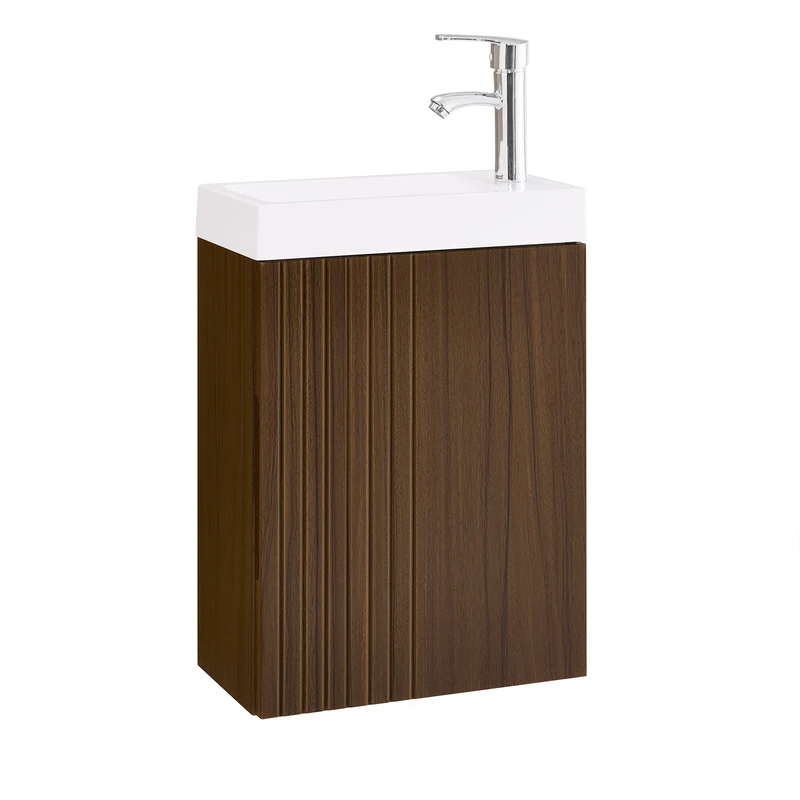 SoBuy BZR196-BR Armario con lavabo Mueble Colgante de Baño Marrón 40 x 22 x 56 cm