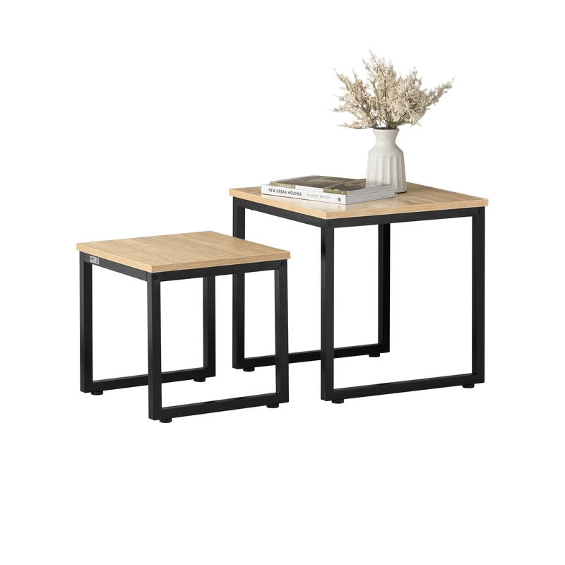SoBuy FBT42-N Set de 2 Mesas Auxiliares Madera