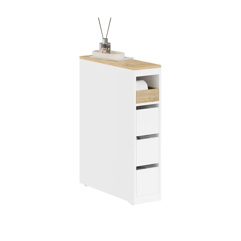 Preventa-SoBuy BZR54-K-W Mueble Baño Estrecho con Ruedas Ancho 20cm Blanco