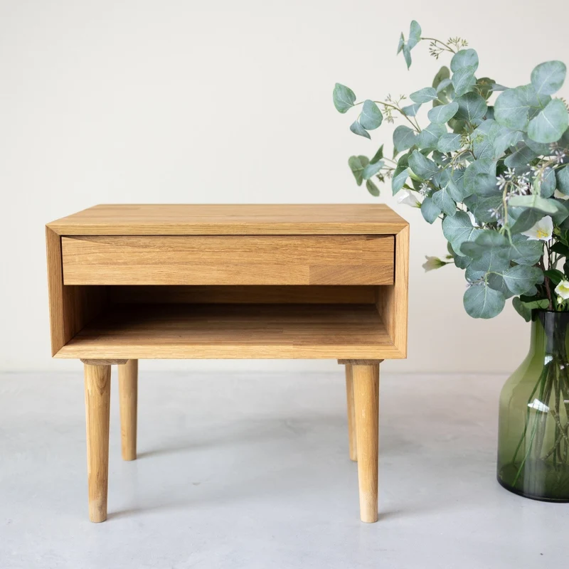 Mesita de noche de madera maciza de roble Escandi 2 | NordicStory