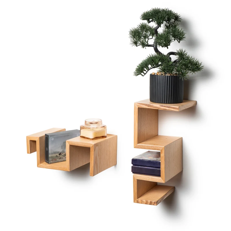 Petite étagère géométrique en bois (lot de 2)